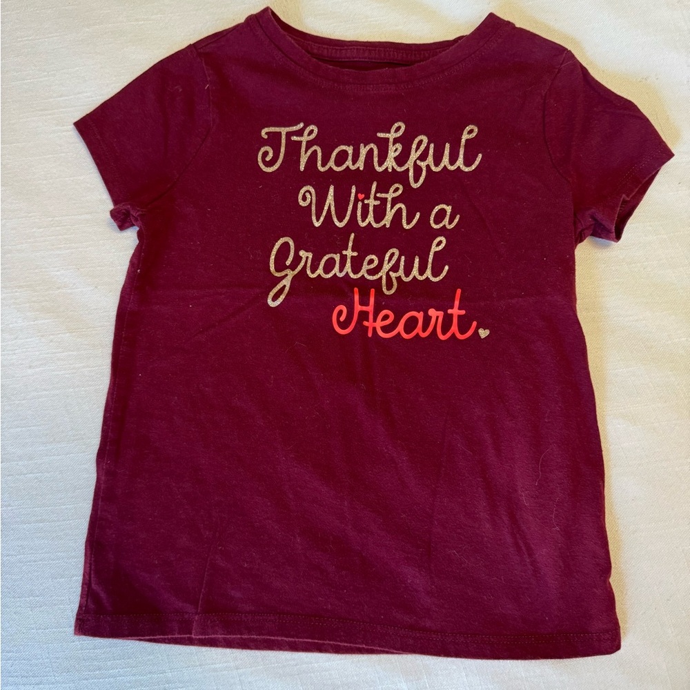 Cat & Jack | Thankful with a Grateful Heart Graphic T-Shirt | XS (4/5) - Picture 1 of 3